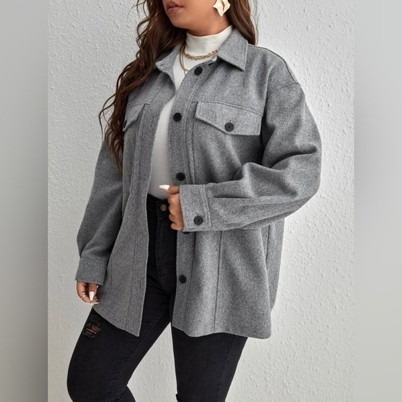 EUC Sz S (4) Gray Button Over-shirt /Sweater - Picture 13 of 13